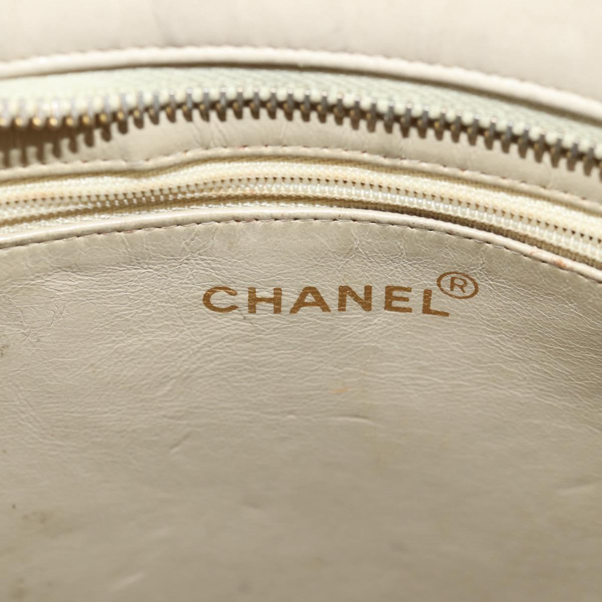 CHANEL Tote Bag Lamb Skin Beige CC Auth bs12535