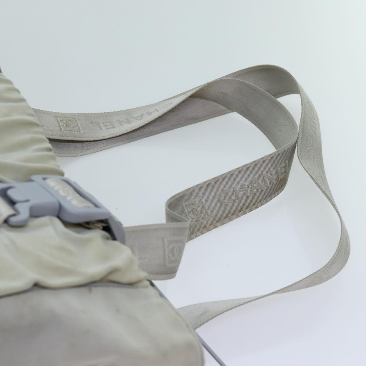 CHANEL Sports Line Tote Bag Canvas Gray CC Auth bs13030