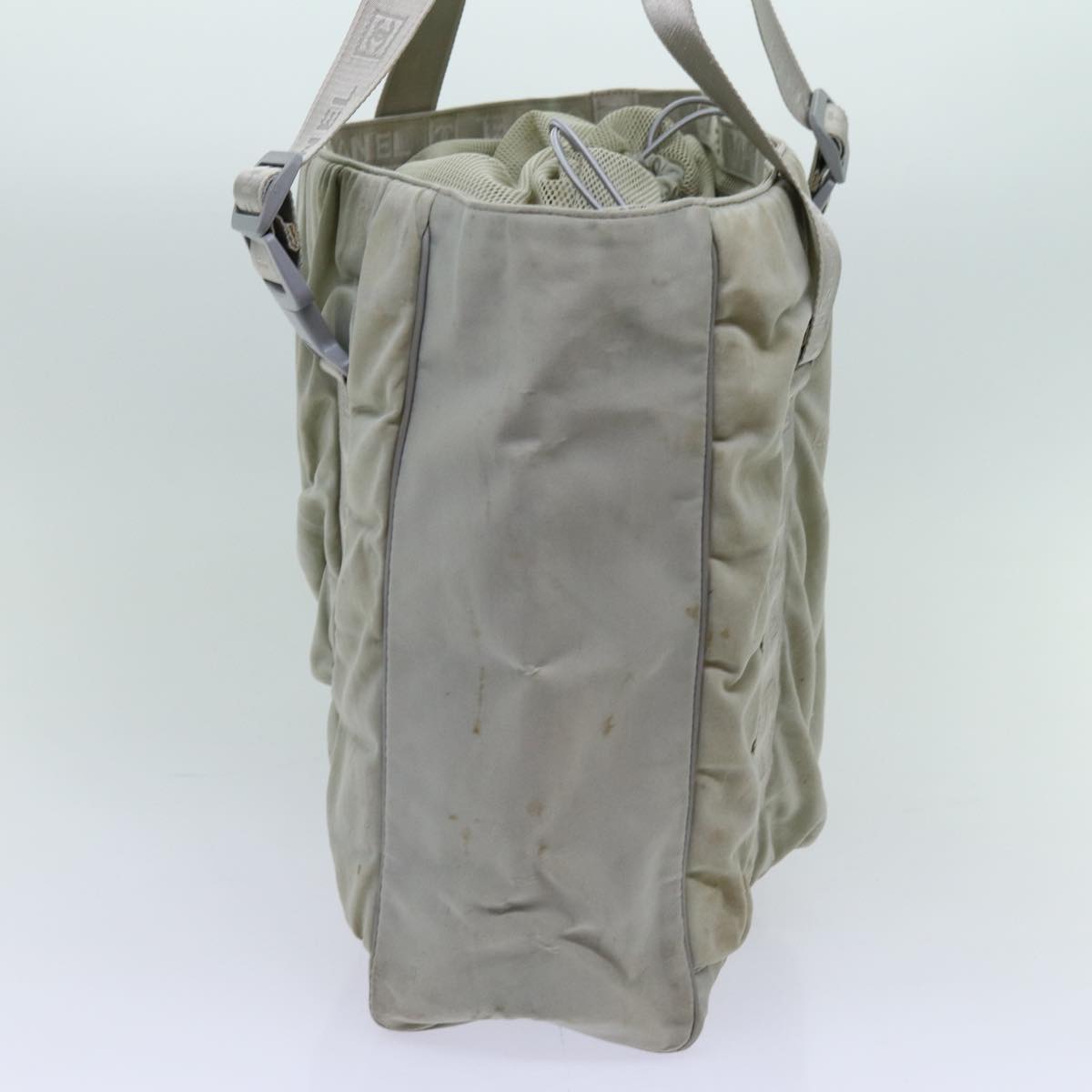 CHANEL Sports Line Tote Bag Canvas Gray CC Auth bs13030