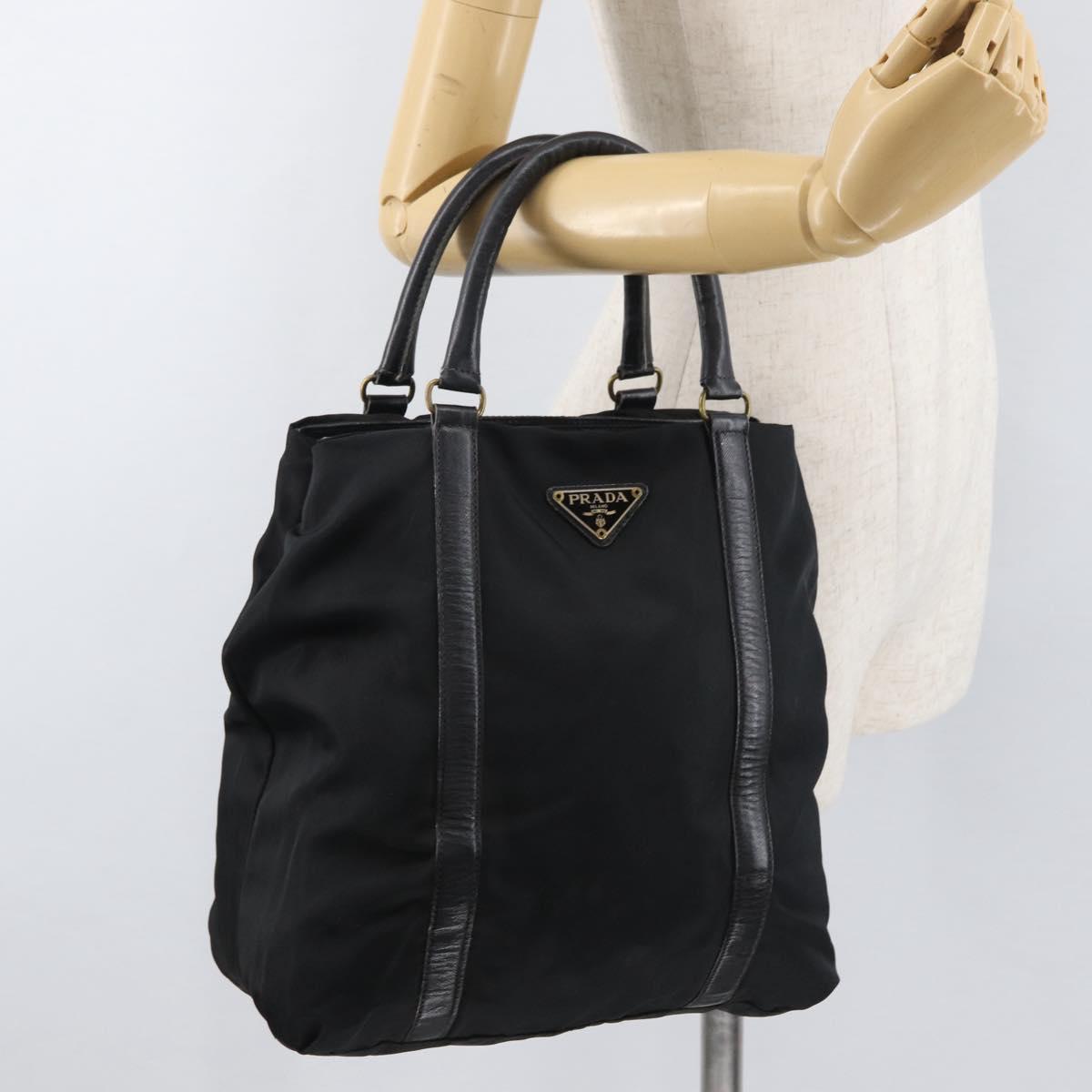 PRADA Hand Bag Nylon Black Auth bs13283