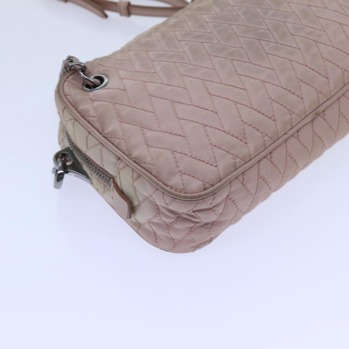 PRADA Quilted Hand Bag Nylon 2way Pink Auth bs13603