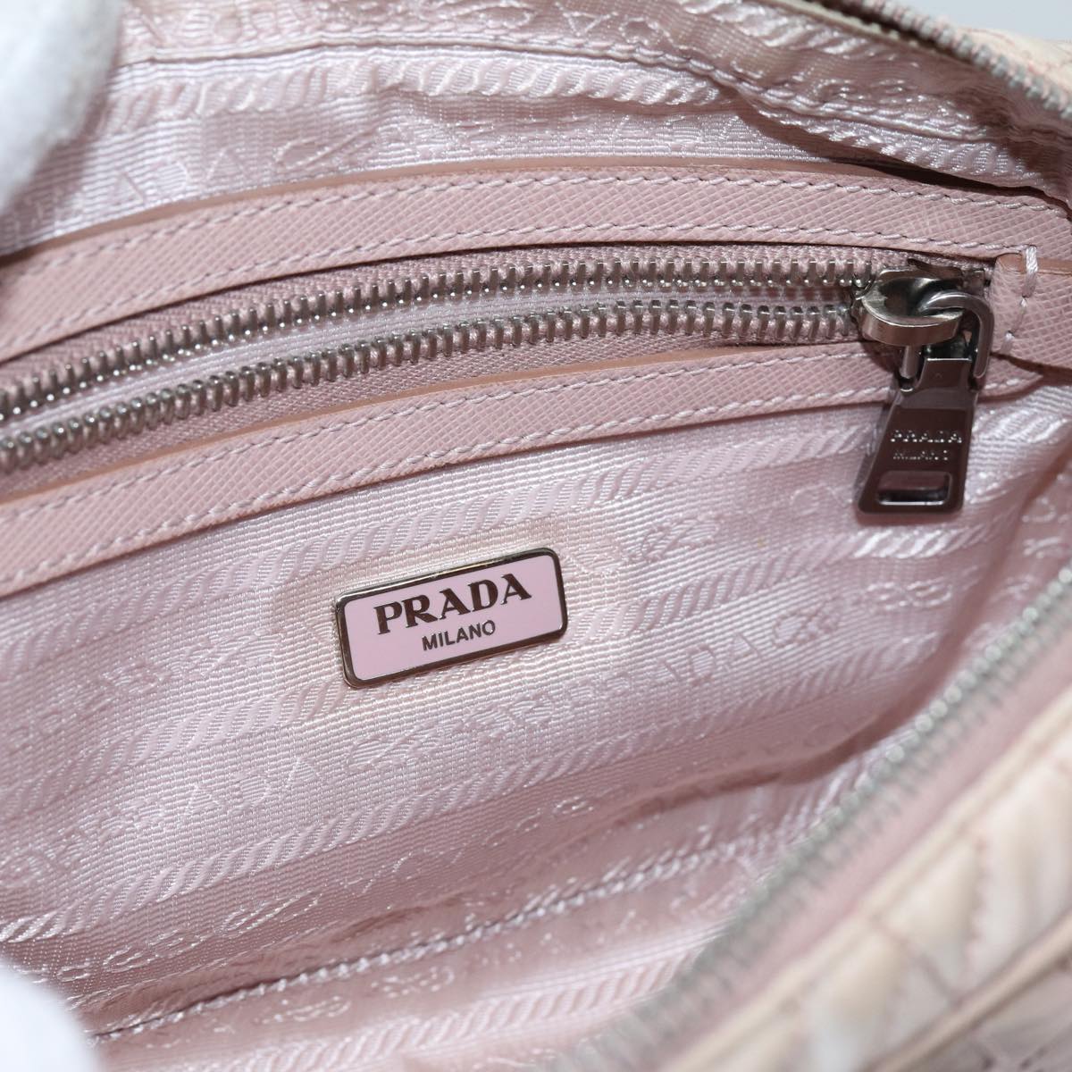 PRADA Quilted Hand Bag Nylon 2way Pink Auth bs13603