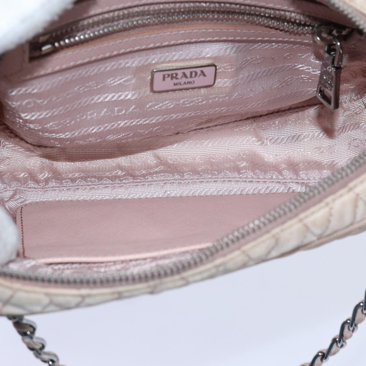 PRADA Quilted Hand Bag Nylon 2way Pink Auth bs13603