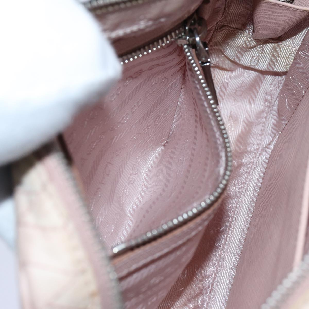 PRADA Quilted Hand Bag Nylon 2way Pink Auth bs13603