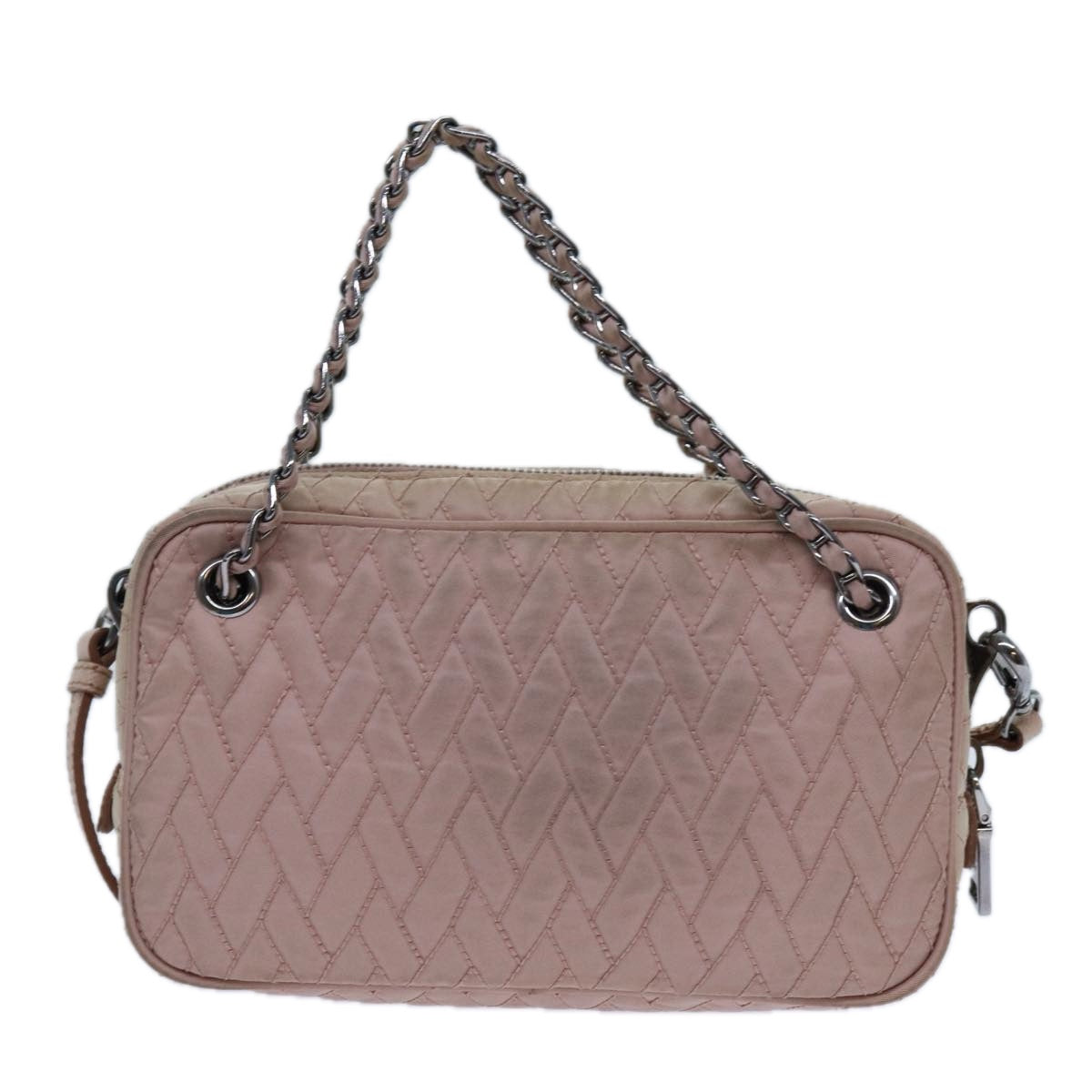 PRADA Quilted Hand Bag Nylon 2way Pink Auth bs13603
