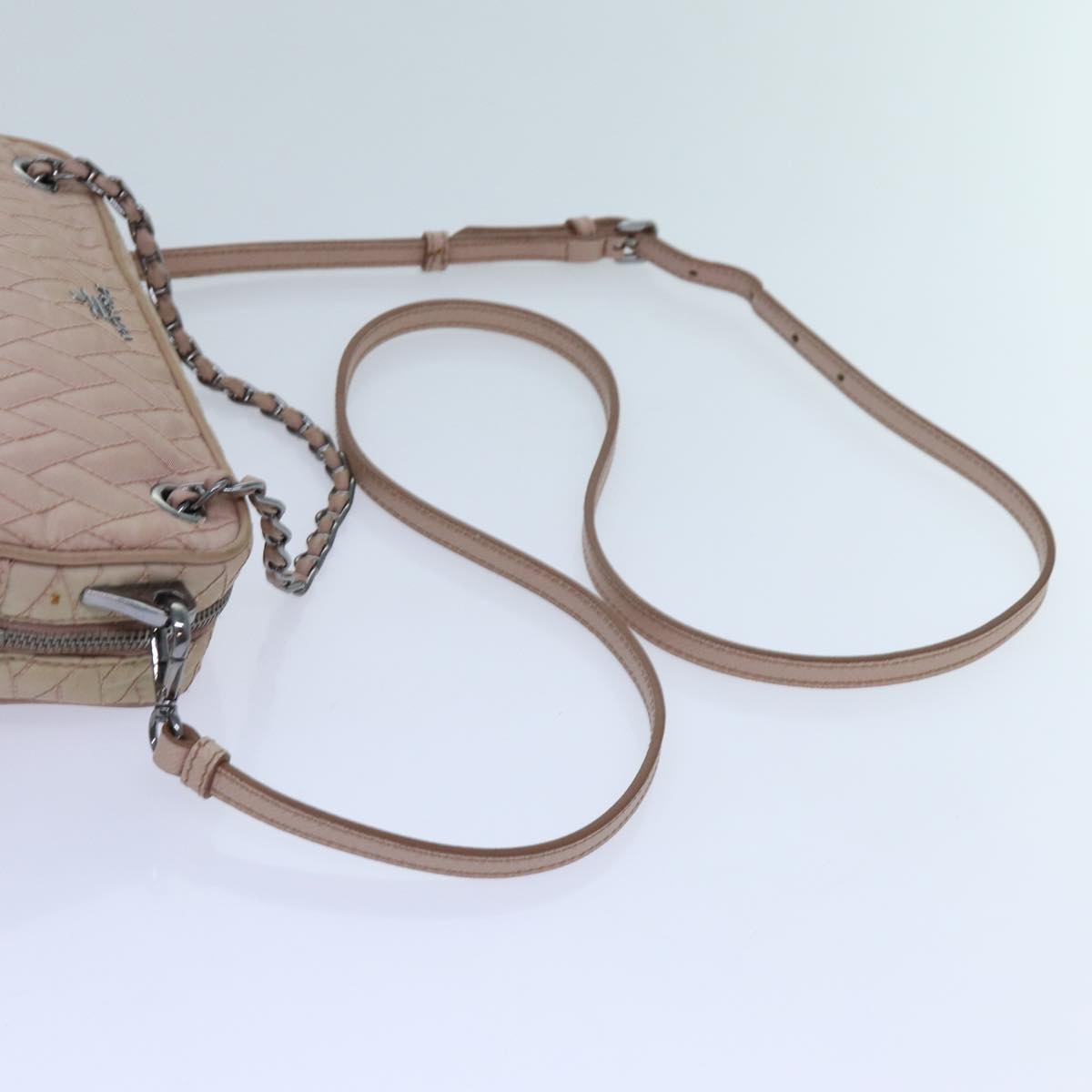 PRADA Quilted Hand Bag Nylon 2way Pink Auth bs13603