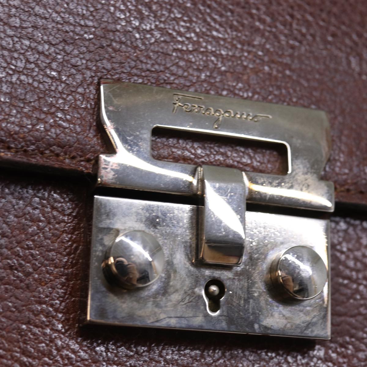 Salvatore Ferragamo Hand Bag Leather 2way Brown 001 2865 1657 Auth bs13795