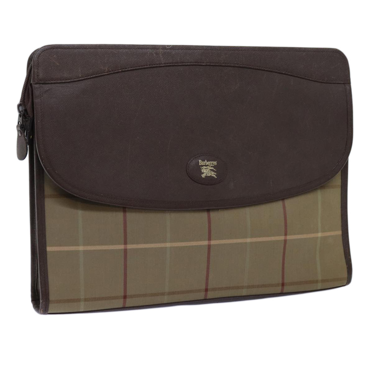 Burberrys Nova Check Clutch Bag Canvas Brown Auth bs13823