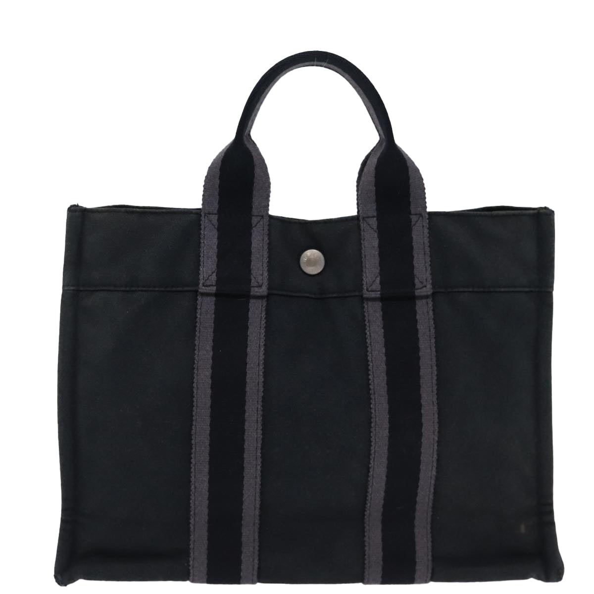 HERMES Fourre Tout PM Hand Bag Canvas Gray Auth bs13840