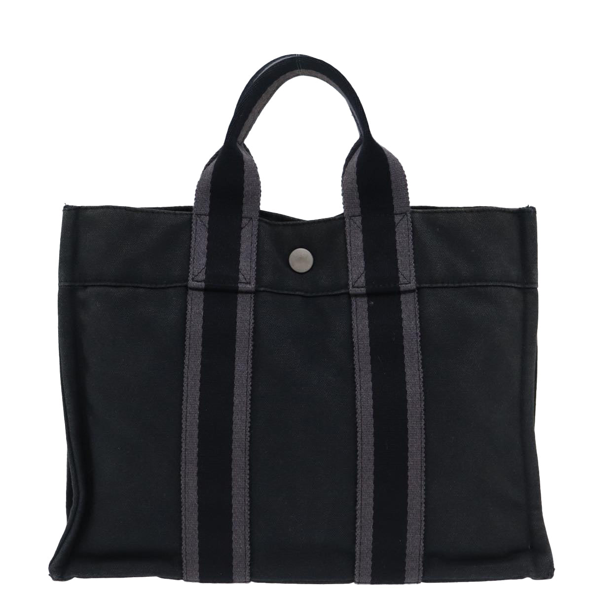 HERMES Fourre Tout PM Hand Bag Canvas Gray Auth bs13840