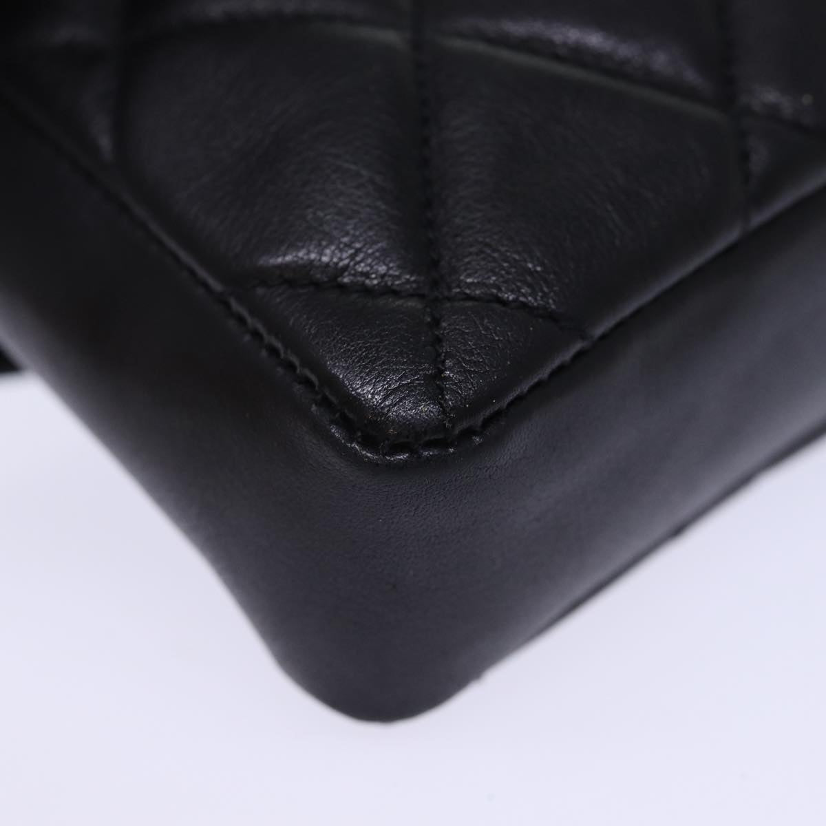 CHANEL Matelasse Turn Lock Waist bag Leather Black CC Auth bs13970