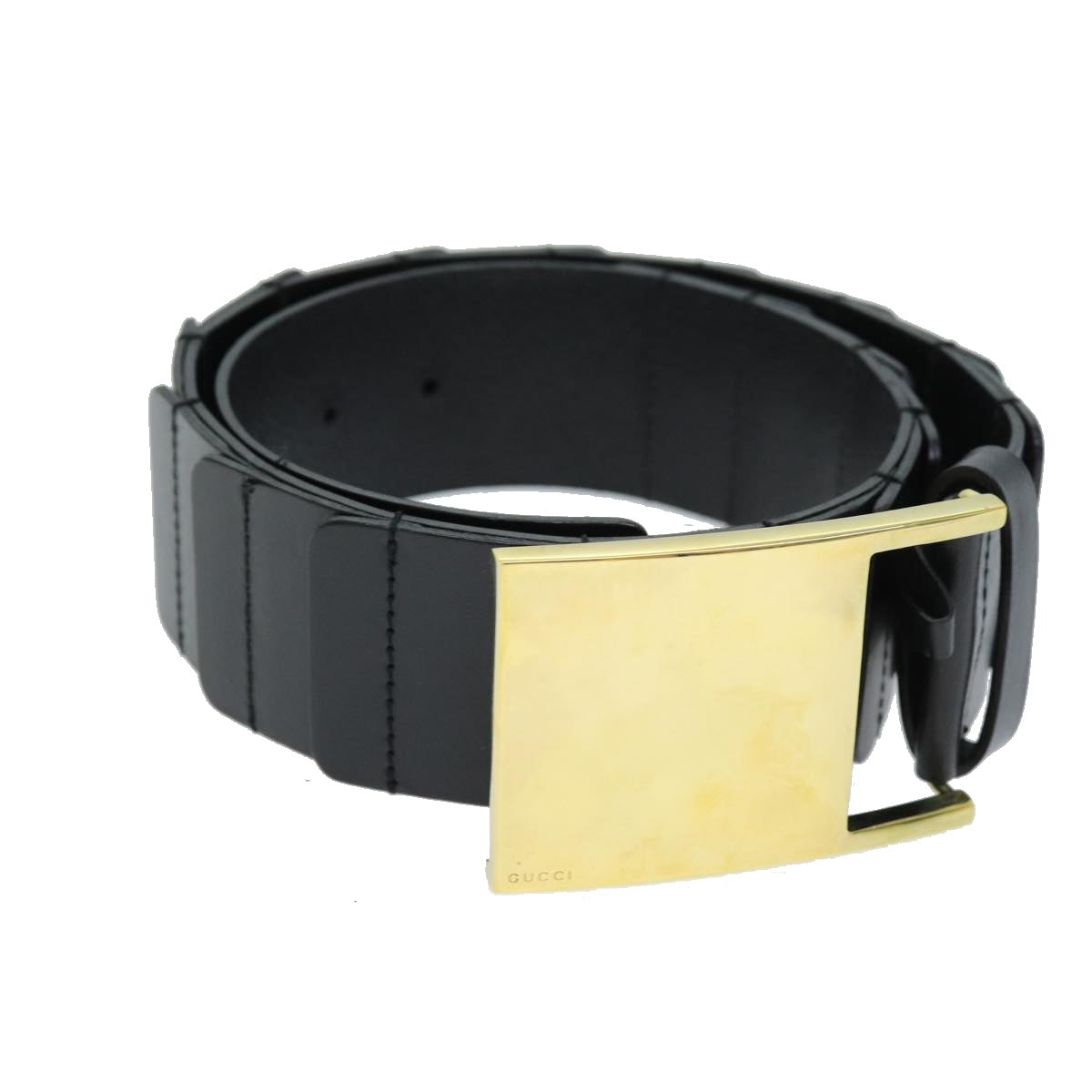 GUCCI Belt Leather 26.8""""""""-28.7"""""""" Black Auth bs13972