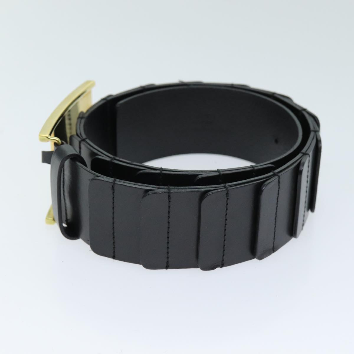 GUCCI Belt Leather 26.8""""""""-28.7"""""""" Black Auth bs13972