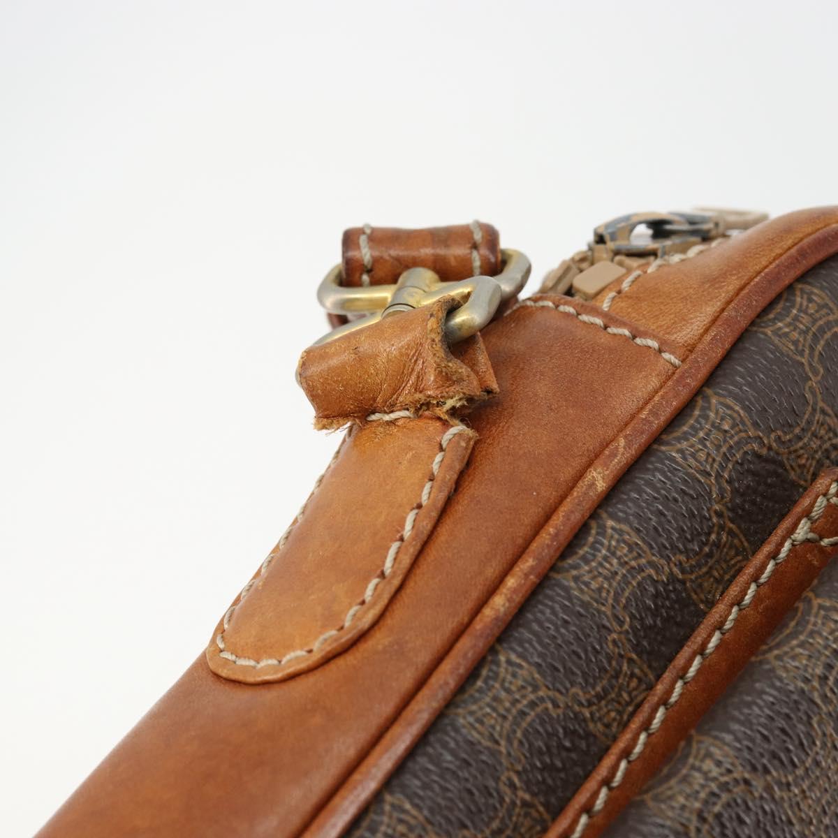 CELINE Macadam Canvas Clutch Bag PVC Brown Auth bs14536