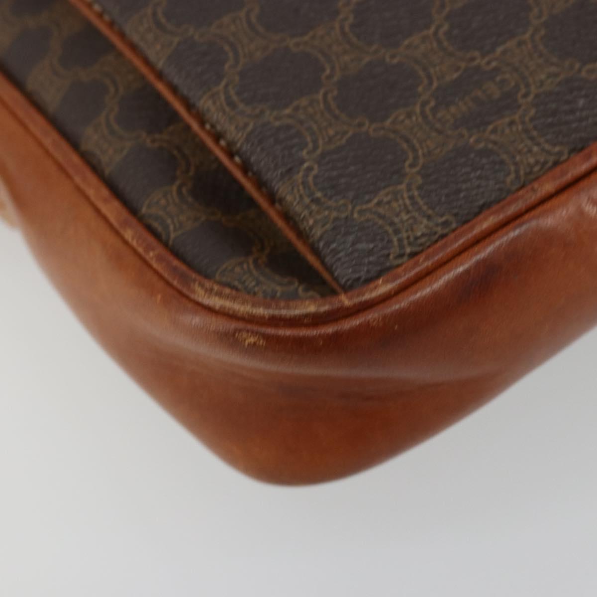 CELINE Macadam Canvas Clutch Bag PVC Brown Auth bs14536