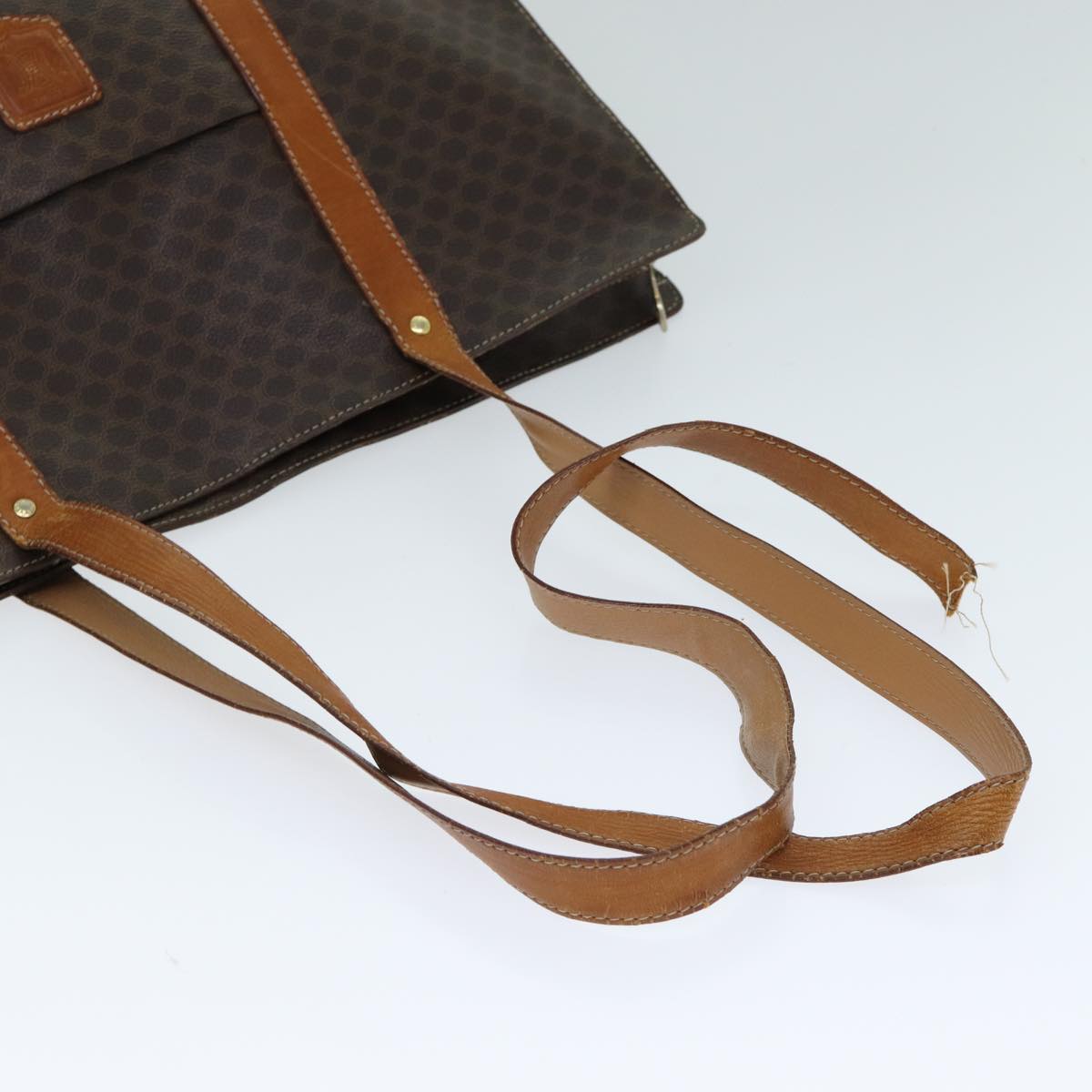 CELINE Macadam Canvas Hand Bag PVC Leather 4Set Brown Beige Auth bs14619