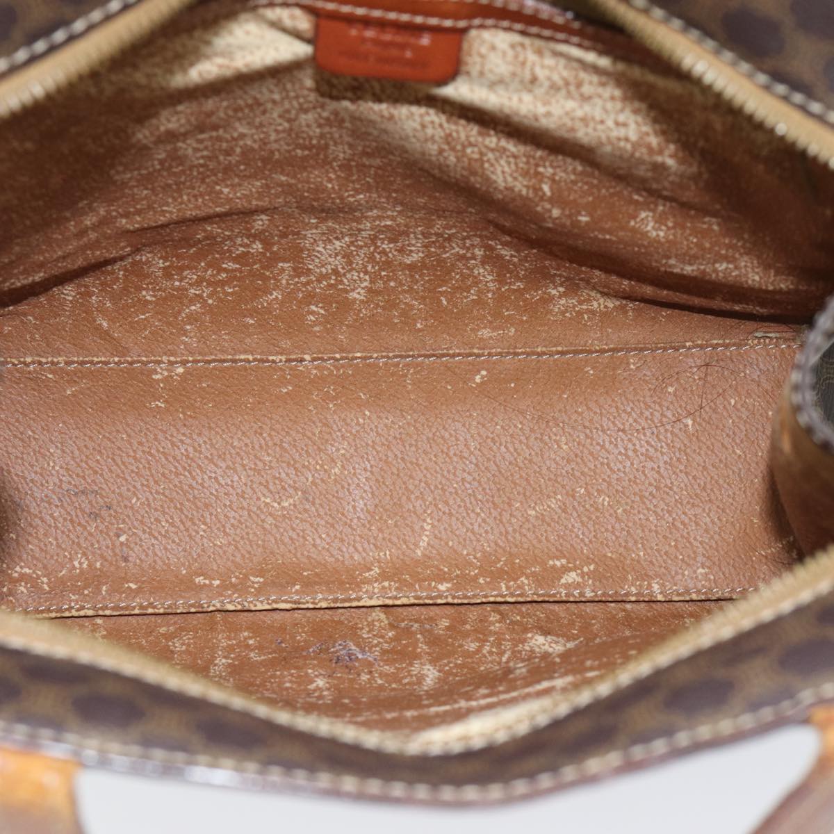 CELINE Macadam Canvas Hand Bag PVC Leather 4Set Brown Beige Auth bs14619