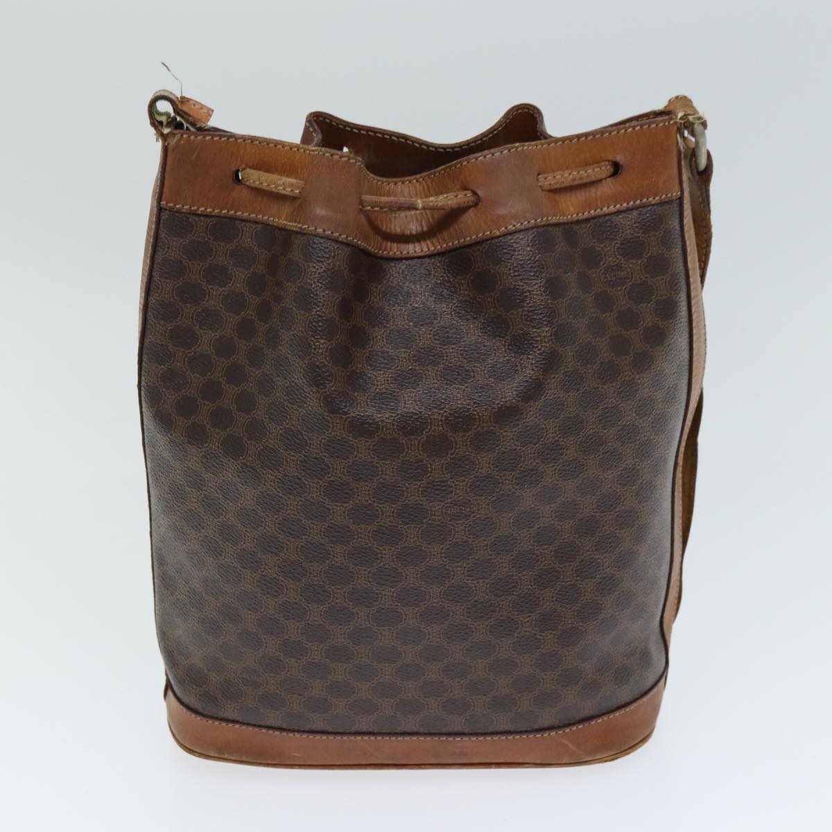 CELINE Macadam Canvas Hand Bag PVC Leather 4Set Brown Beige Auth bs14619