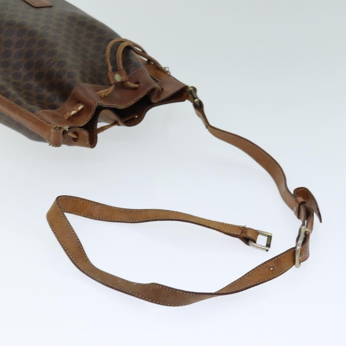 CELINE Macadam Canvas Hand Bag PVC Leather 4Set Brown Beige Auth bs14619