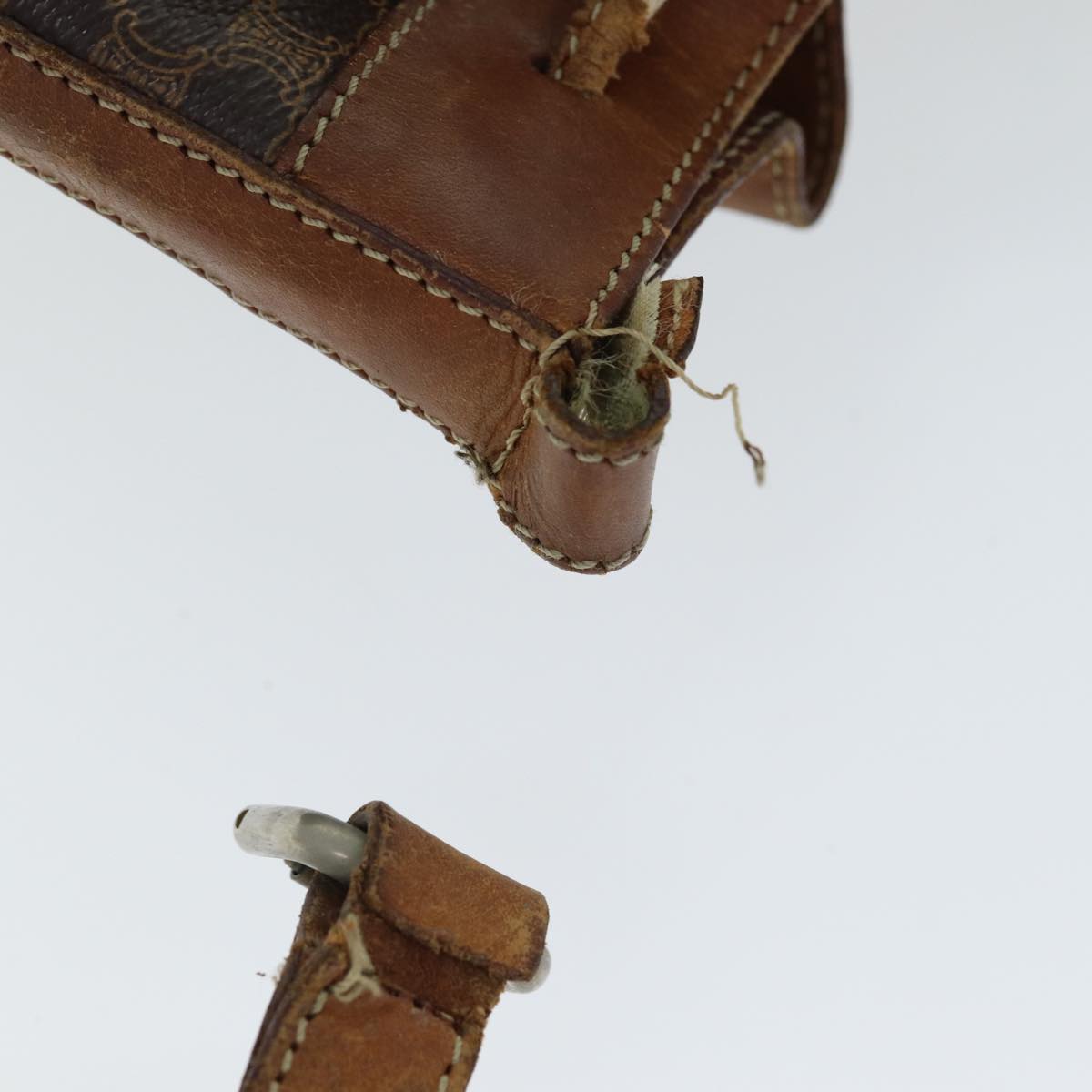 CELINE Macadam Canvas Hand Bag PVC Leather 4Set Brown Beige Auth bs14619