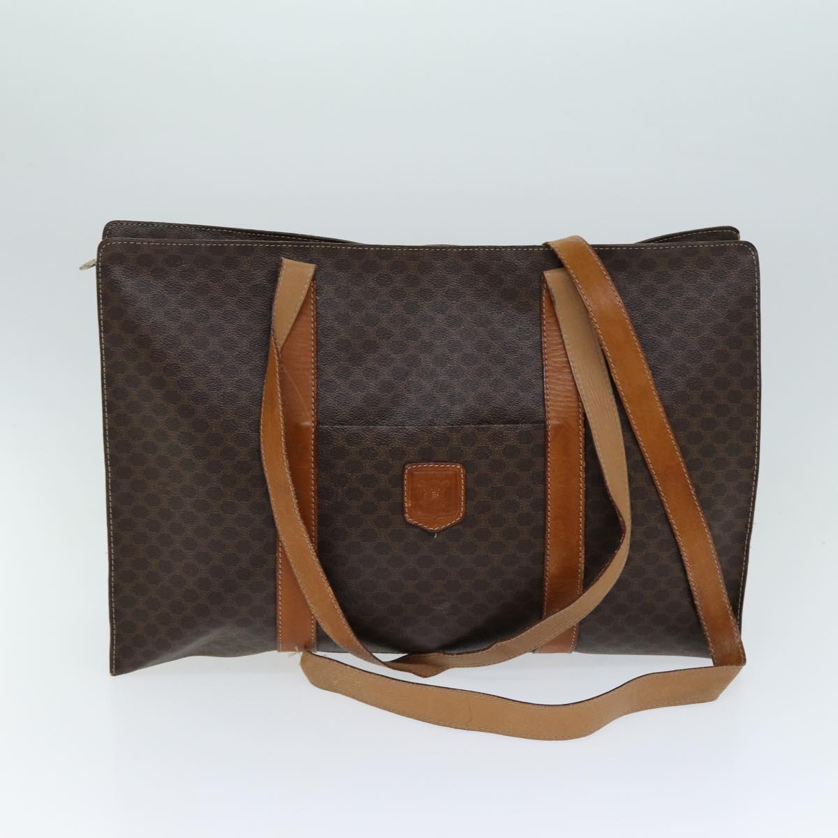 CELINE Macadam Canvas Hand Bag PVC Leather 4Set Brown Beige Auth bs14619