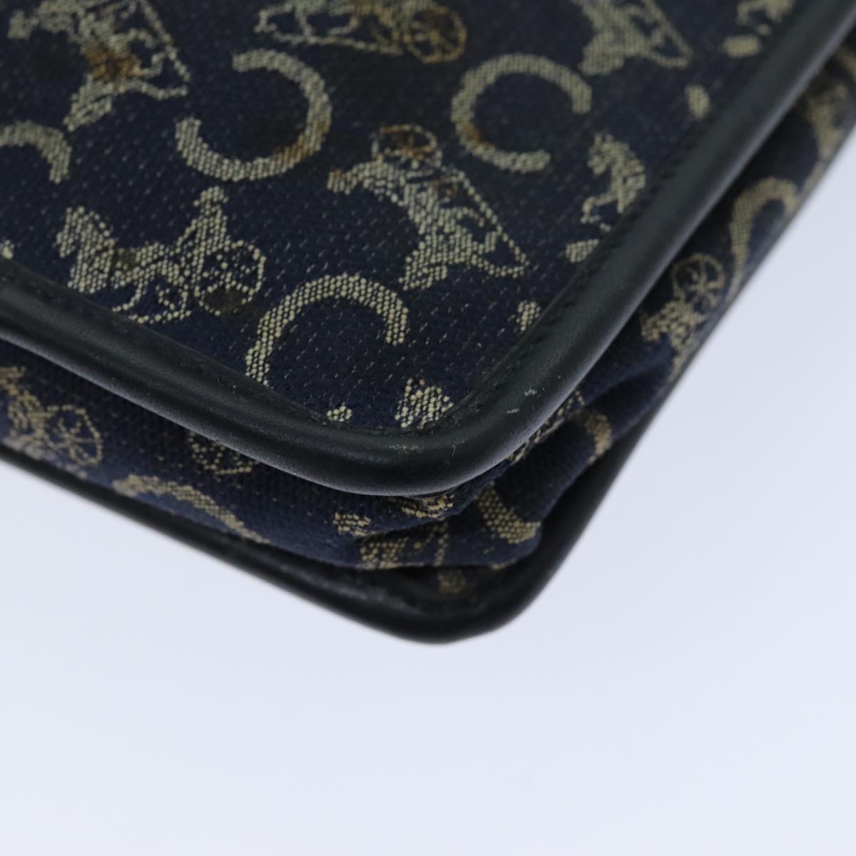 CELINE C Macadam Canvas Clutch Bag Navy Auth bs14643