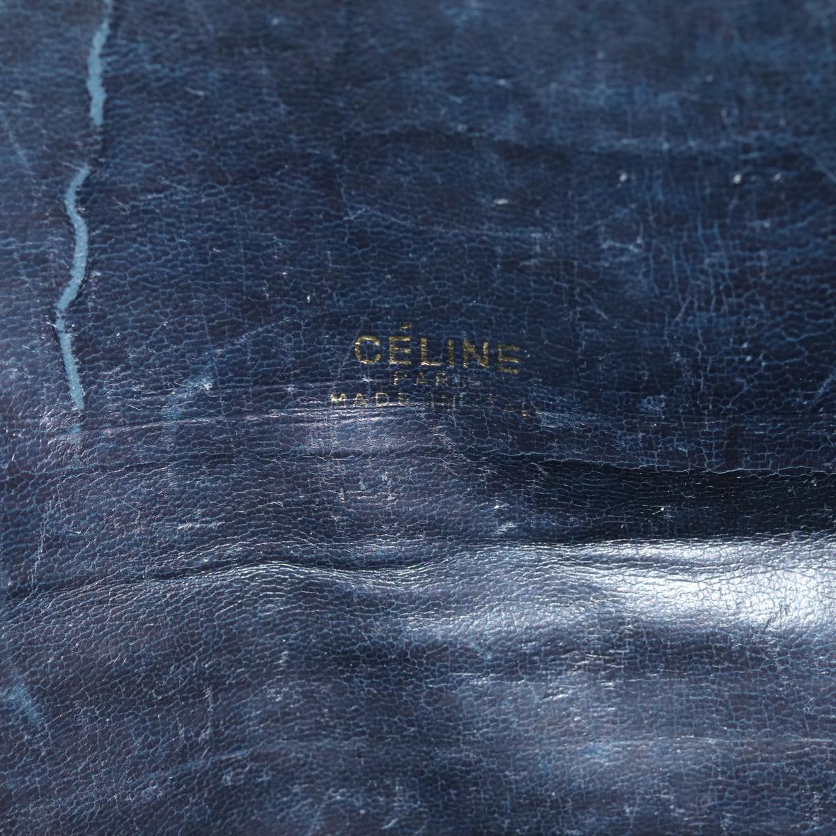 CELINE C Macadam Canvas Clutch Bag Navy Auth bs14643