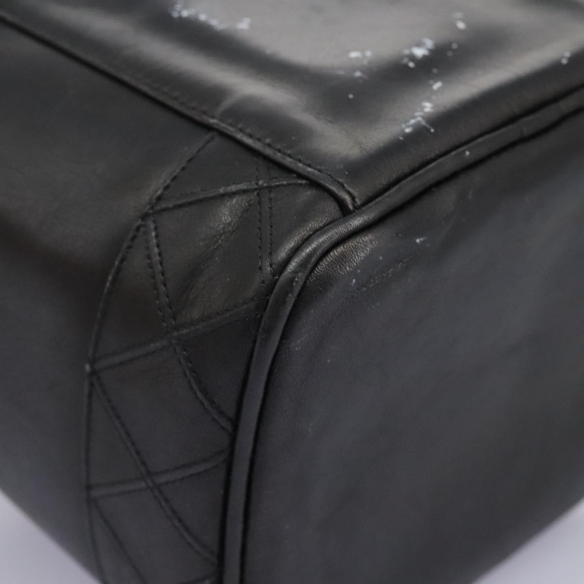 CHANEL Bicolole Vanity Cosmetic Pouch Leather Black CC Auth bs14966