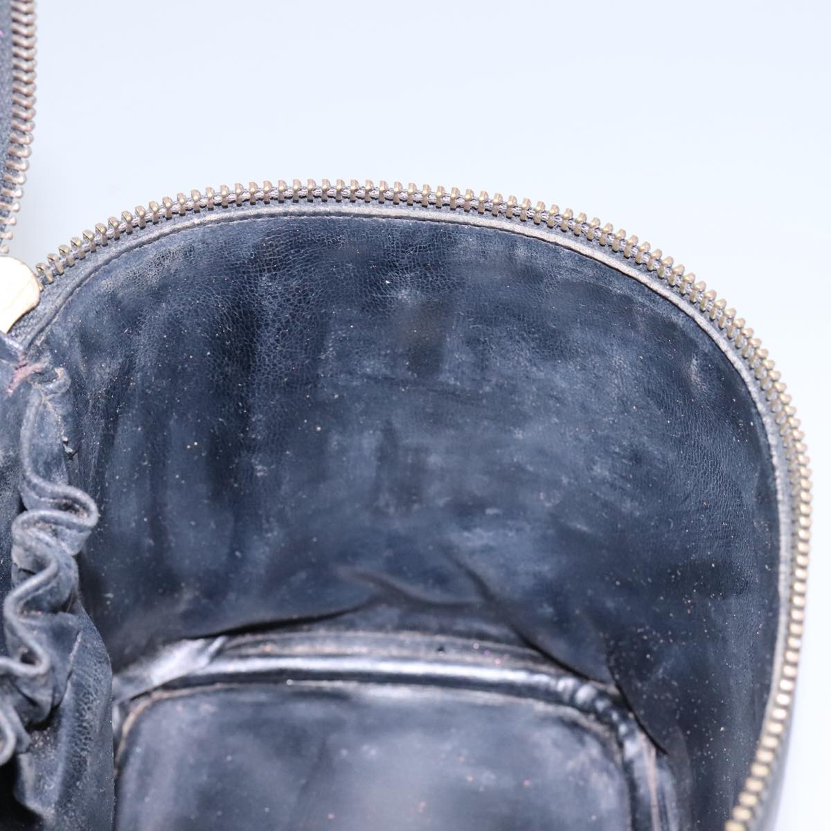 CHANEL Bicolole Vanity Cosmetic Pouch Leather Black CC Auth bs14966