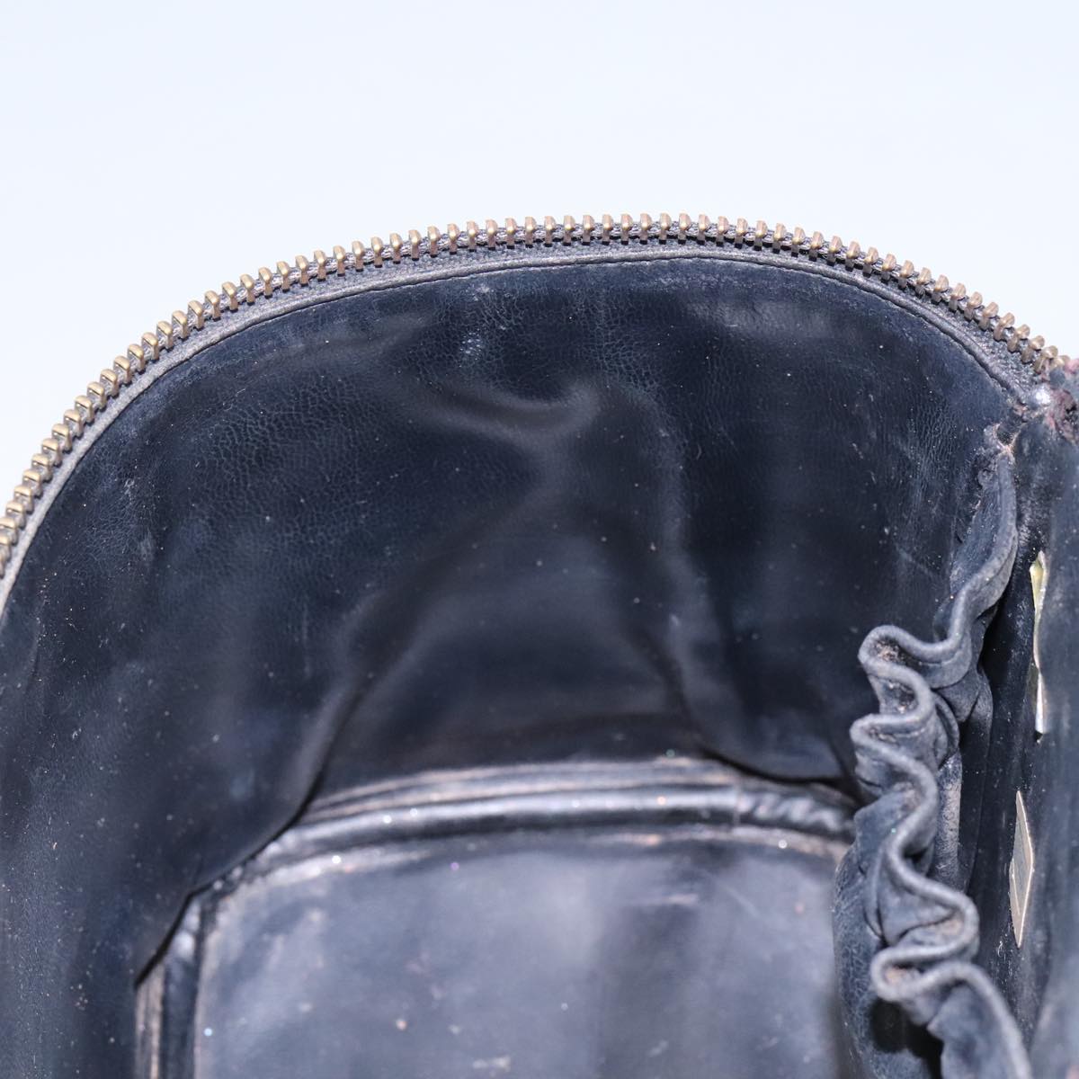 CHANEL Bicolole Vanity Cosmetic Pouch Leather Black CC Auth bs14966