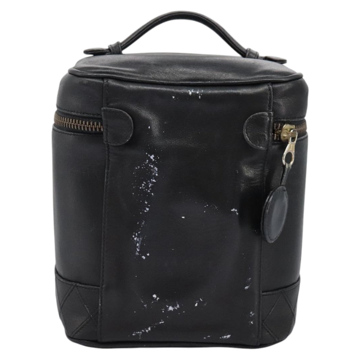 CHANEL Bicolole Vanity Cosmetic Pouch Leather Black CC Auth bs14966