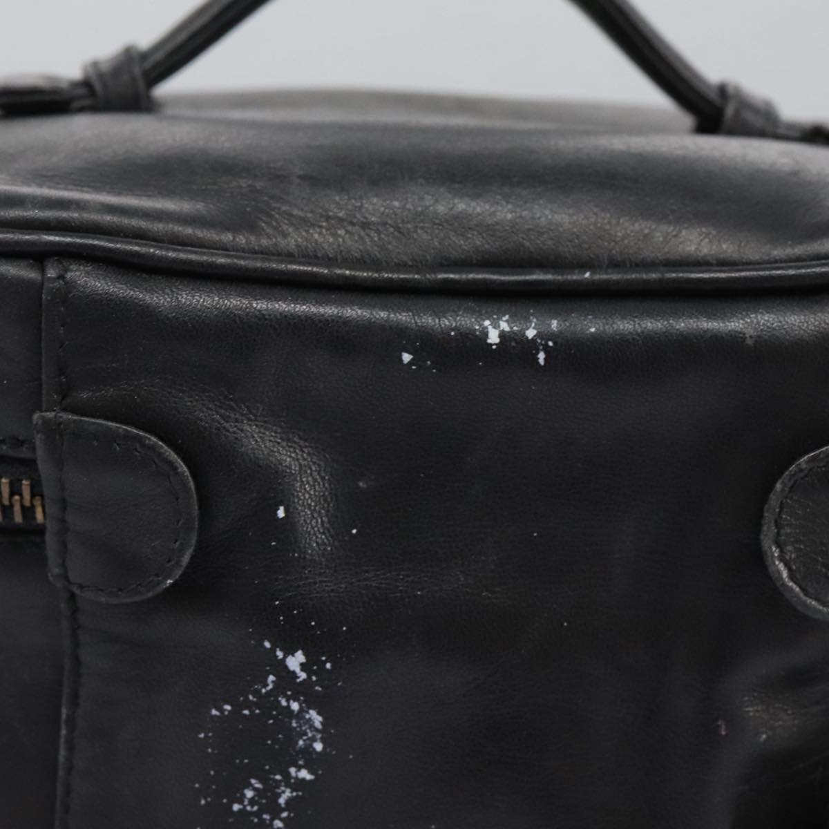 CHANEL Bicolole Vanity Cosmetic Pouch Leather Black CC Auth bs14966