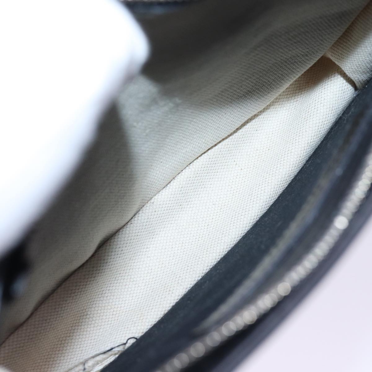 BALENCIAGA Navy Pochette Shoulder Bag Canvas Black White 339937 Auth bs14976