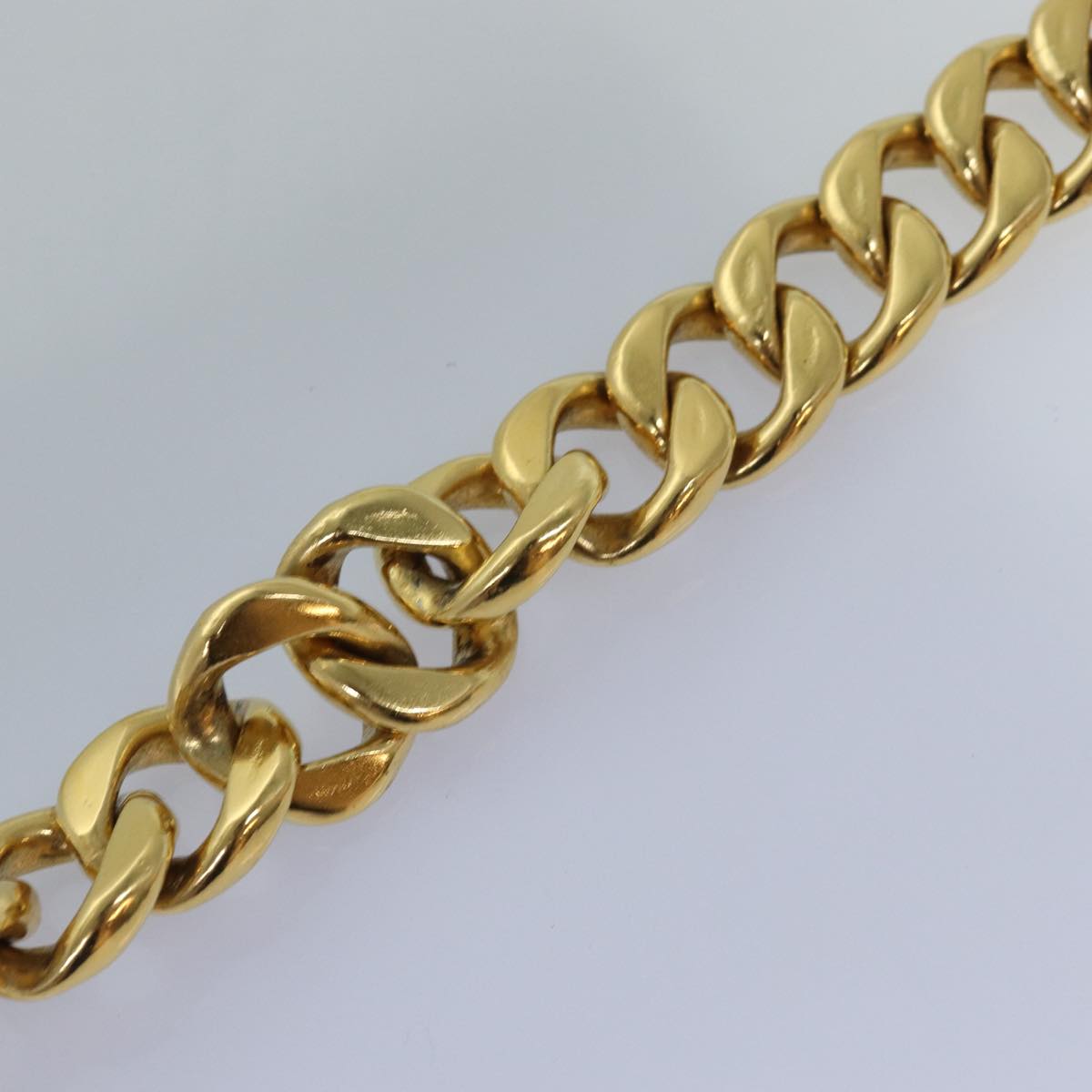 CHANEL Chain Belt metal 31.1"""" Gold Black CC Auth bs14988