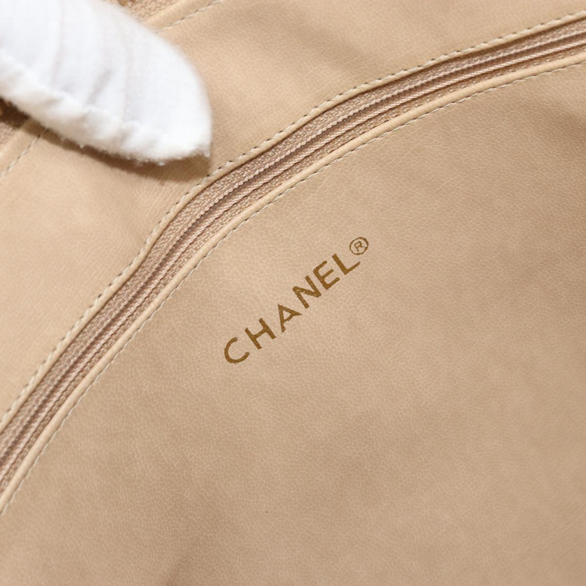CHANEL Matelasse Chain Shoulder Bag Lamb Skin Beige CC Auth bs15118