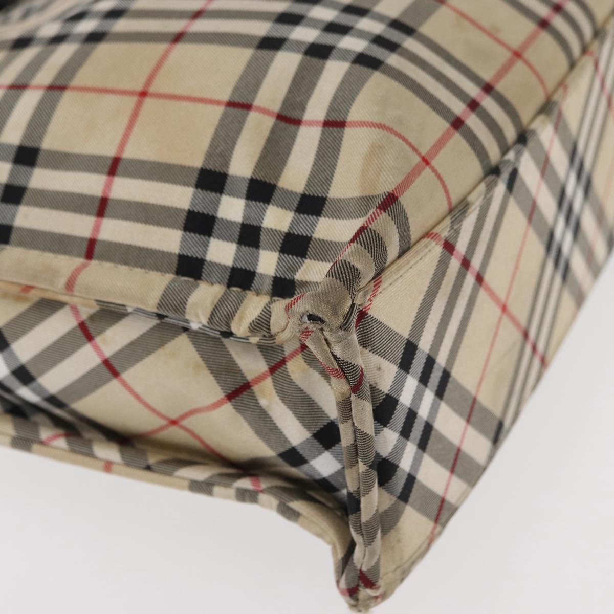 BURBERRY Nova Check Blue Label Hand Bag Nylon Beige Auth bs15174