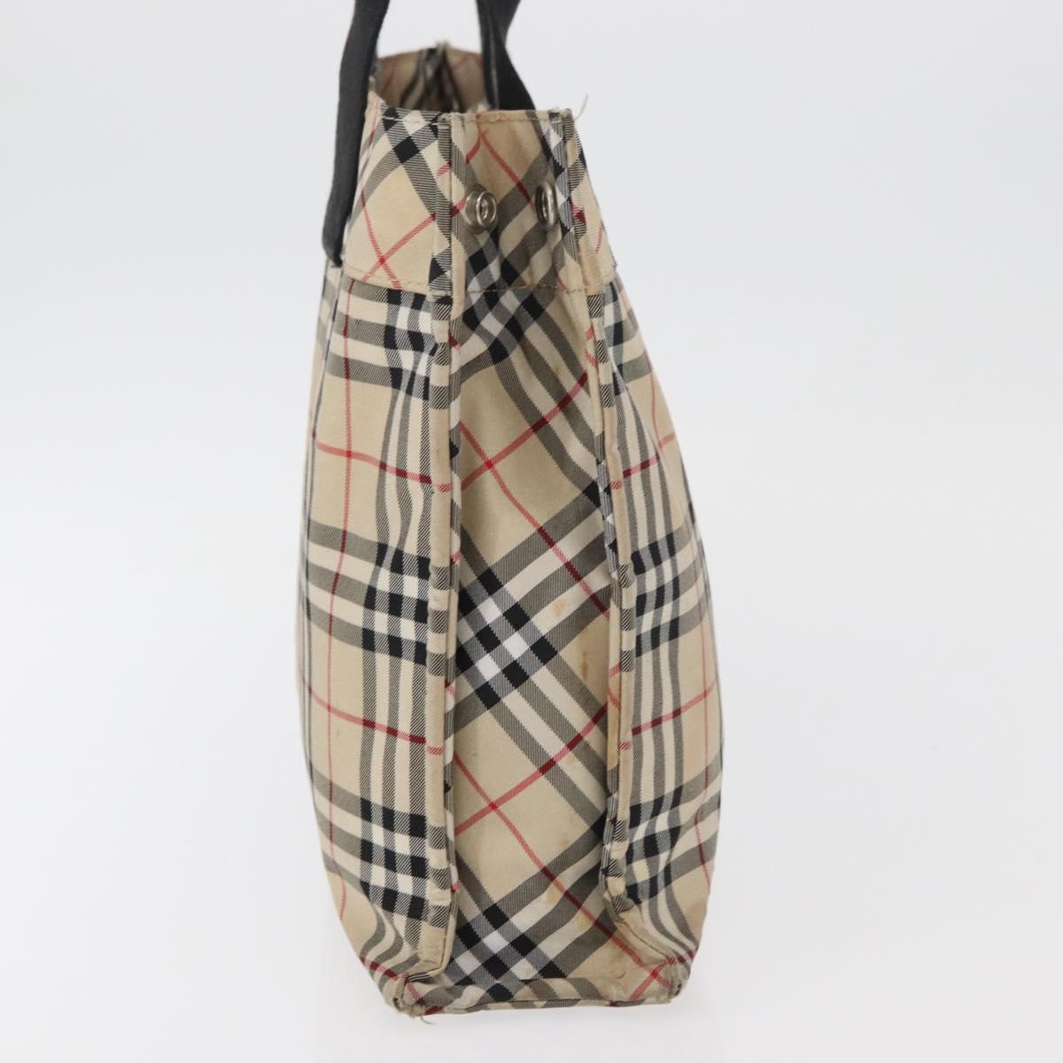 BURBERRY Nova Check Blue Label Hand Bag Nylon Beige Auth bs15174