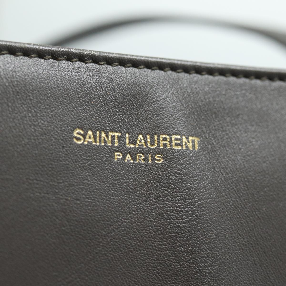 SAINT LAURENT Tote Bag Leather Gray Auth bs15314