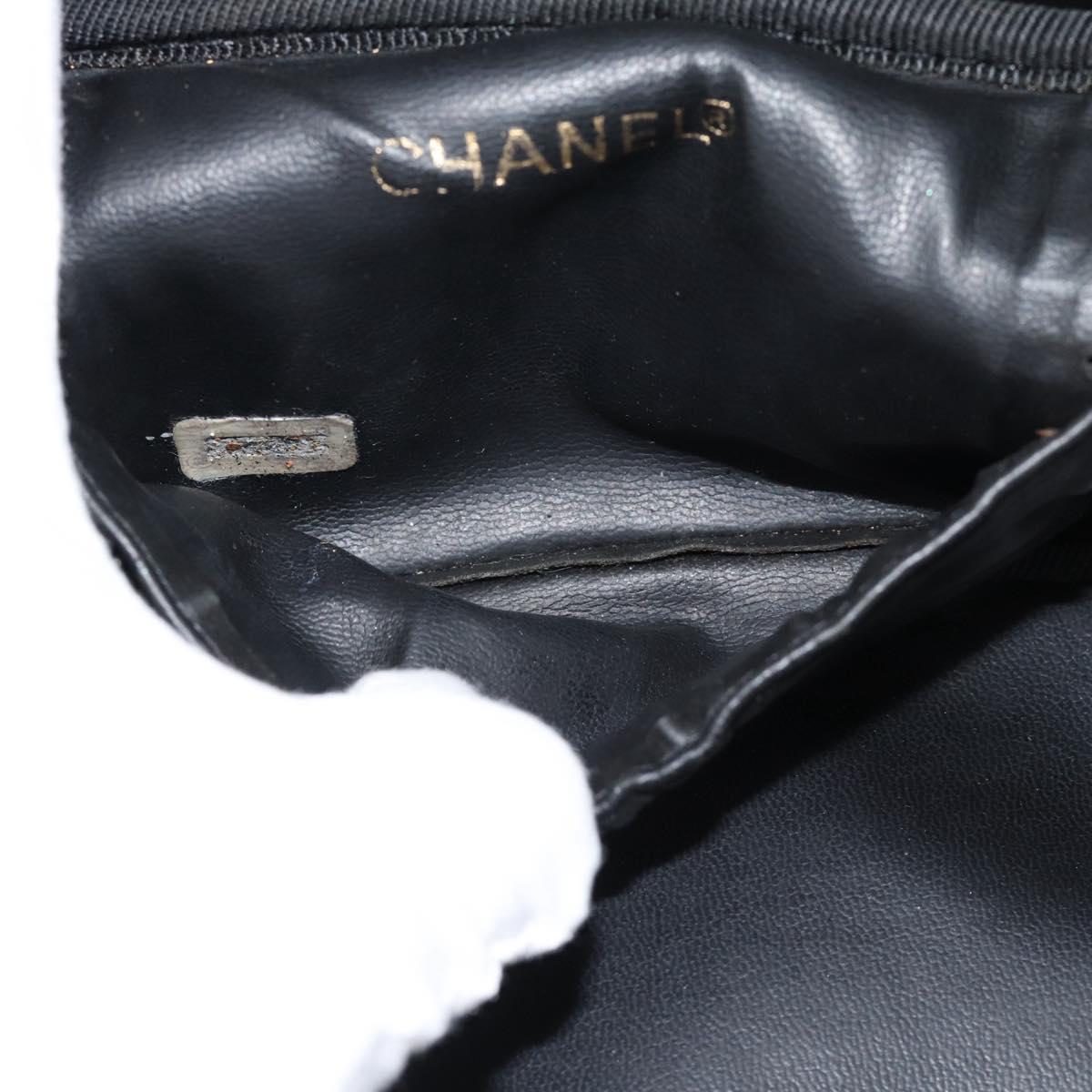 CHANEL Vanity Cosmetic Pouch Patent leather Black CC Auth bs15339