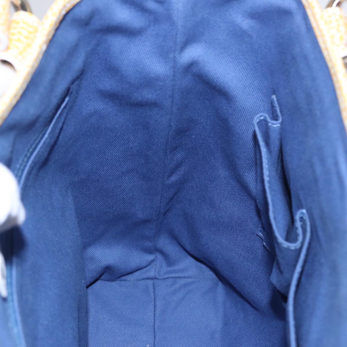 CELINE Macadam Canvas Tote Bag Yellow Light Blue Auth bs15626V