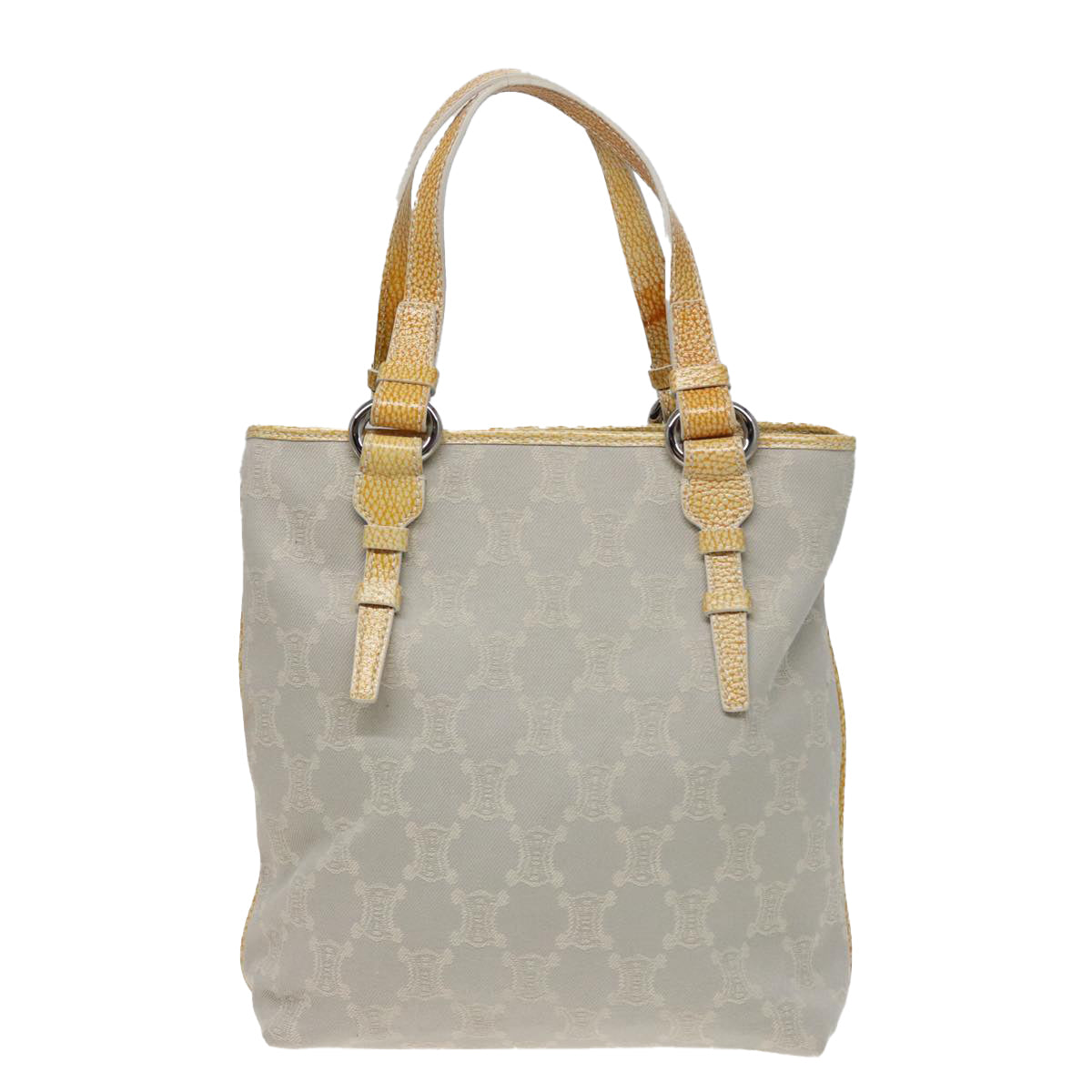 CELINE Macadam Canvas Tote Bag Yellow Light Blue Auth bs15626V