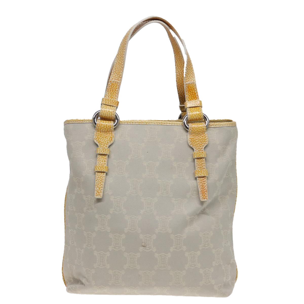 CELINE Macadam Canvas Tote Bag Yellow Light Blue Auth bs15626V