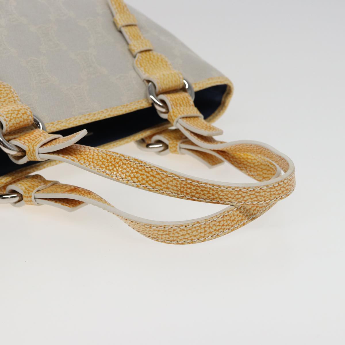 CELINE Macadam Canvas Tote Bag Yellow Light Blue Auth bs15626V