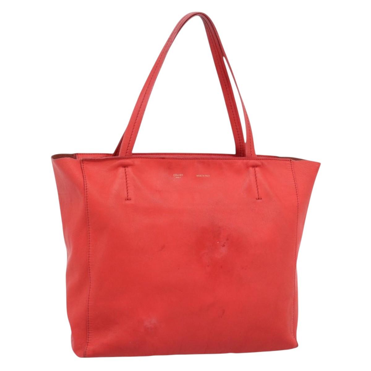 CELINE Tote Bag Leather Red Auth bs15628