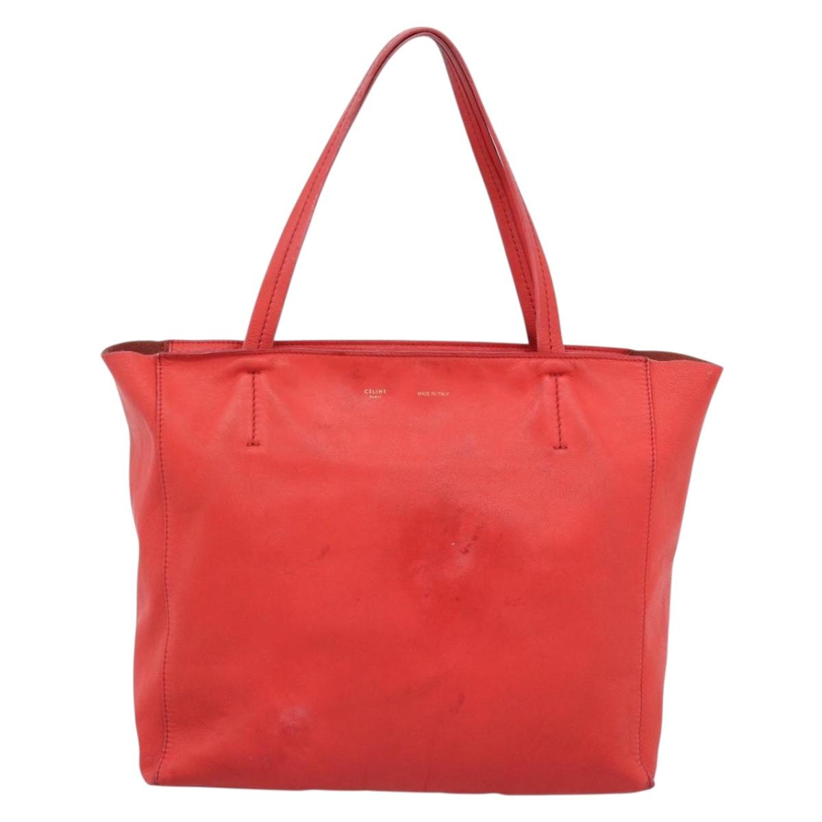 CELINE Tote Bag Leather Red Auth bs15628