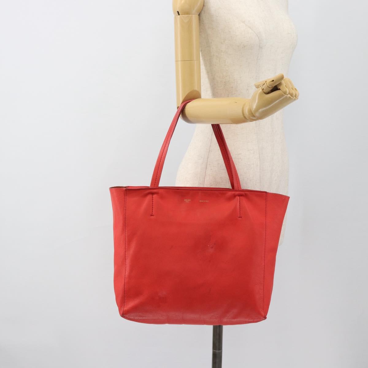 CELINE Tote Bag Leather Red Auth bs15628