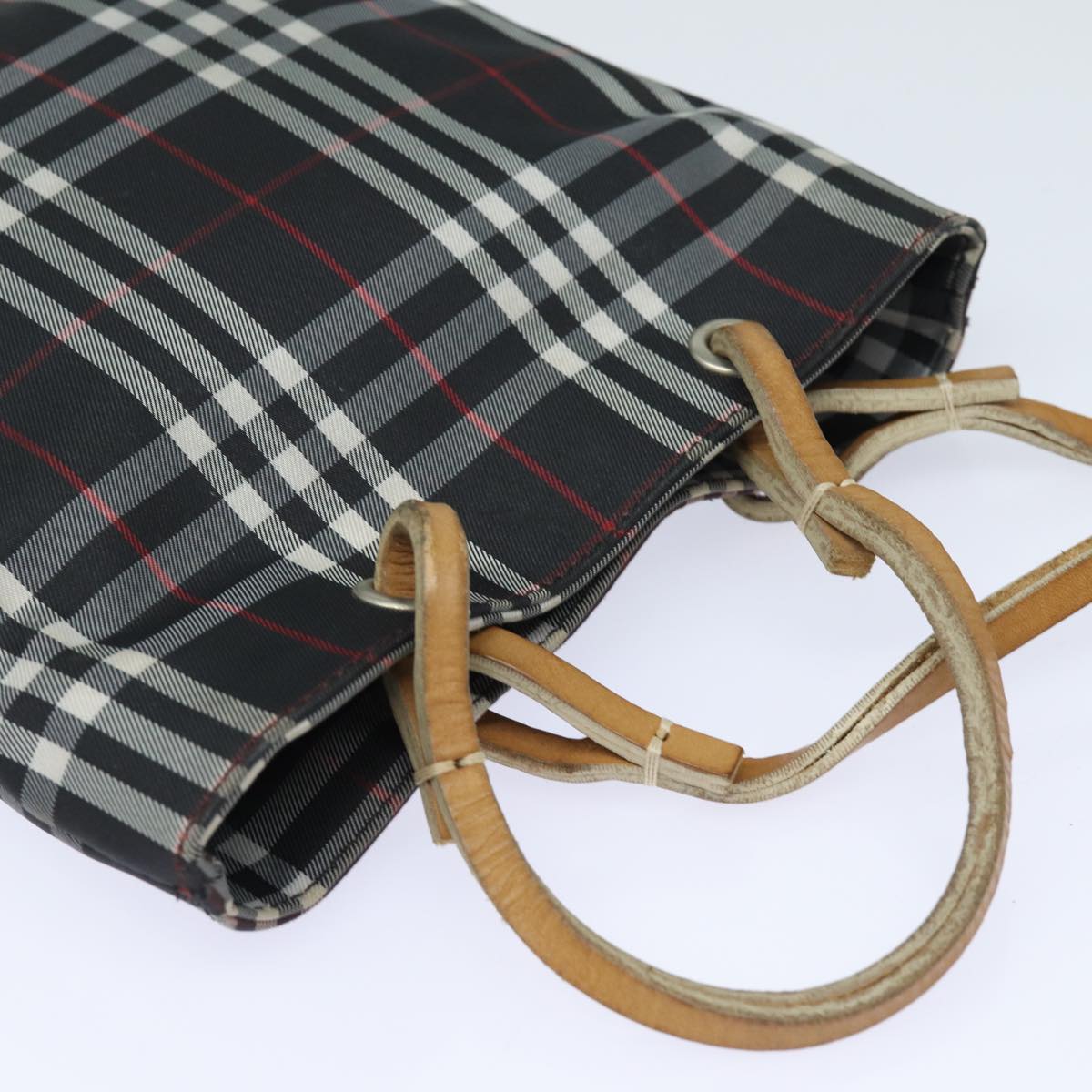 BURBERRY Nova Check Hand Bag Nylon Black Auth bs15673