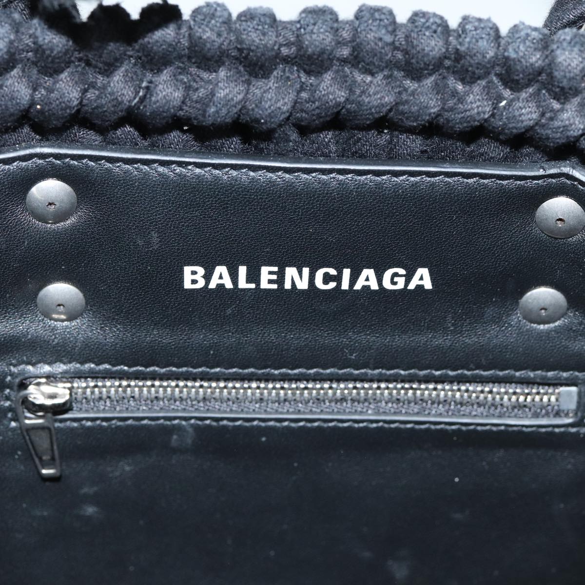 BALENCIAGA Bistro Hand Bag Canvas 2way Black 671342 Auth bs15695V