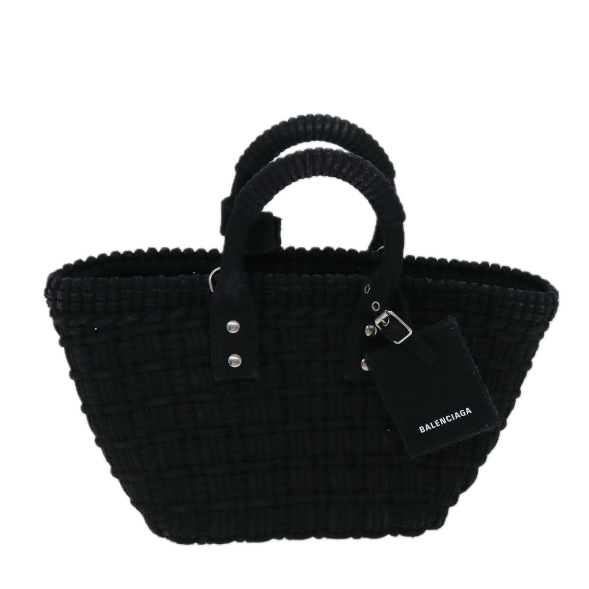 BALENCIAGA Bistro Hand Bag Canvas 2way Black 671342 Auth bs15695V
