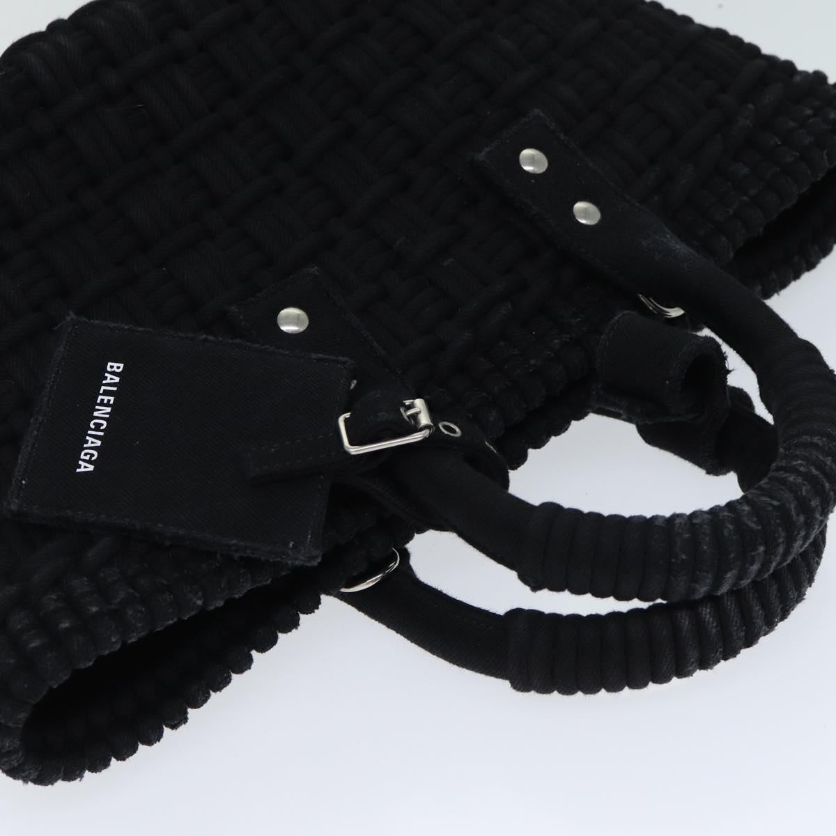 BALENCIAGA Bistro Hand Bag Canvas 2way Black 671342 Auth bs15695V